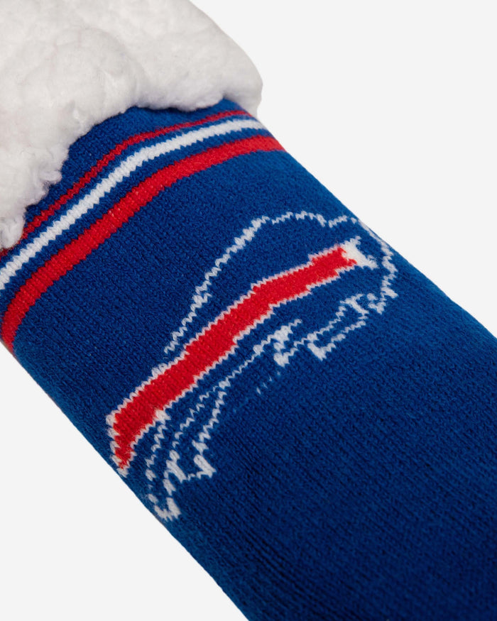 Buffalo Bills Womens Stripe Logo Tall Footy Slipper Socks FOCO - FOCO.com