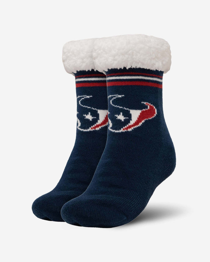 Houston Texans Womens Stripe Logo Tall Footy Slipper Socks FOCO - FOCO.com