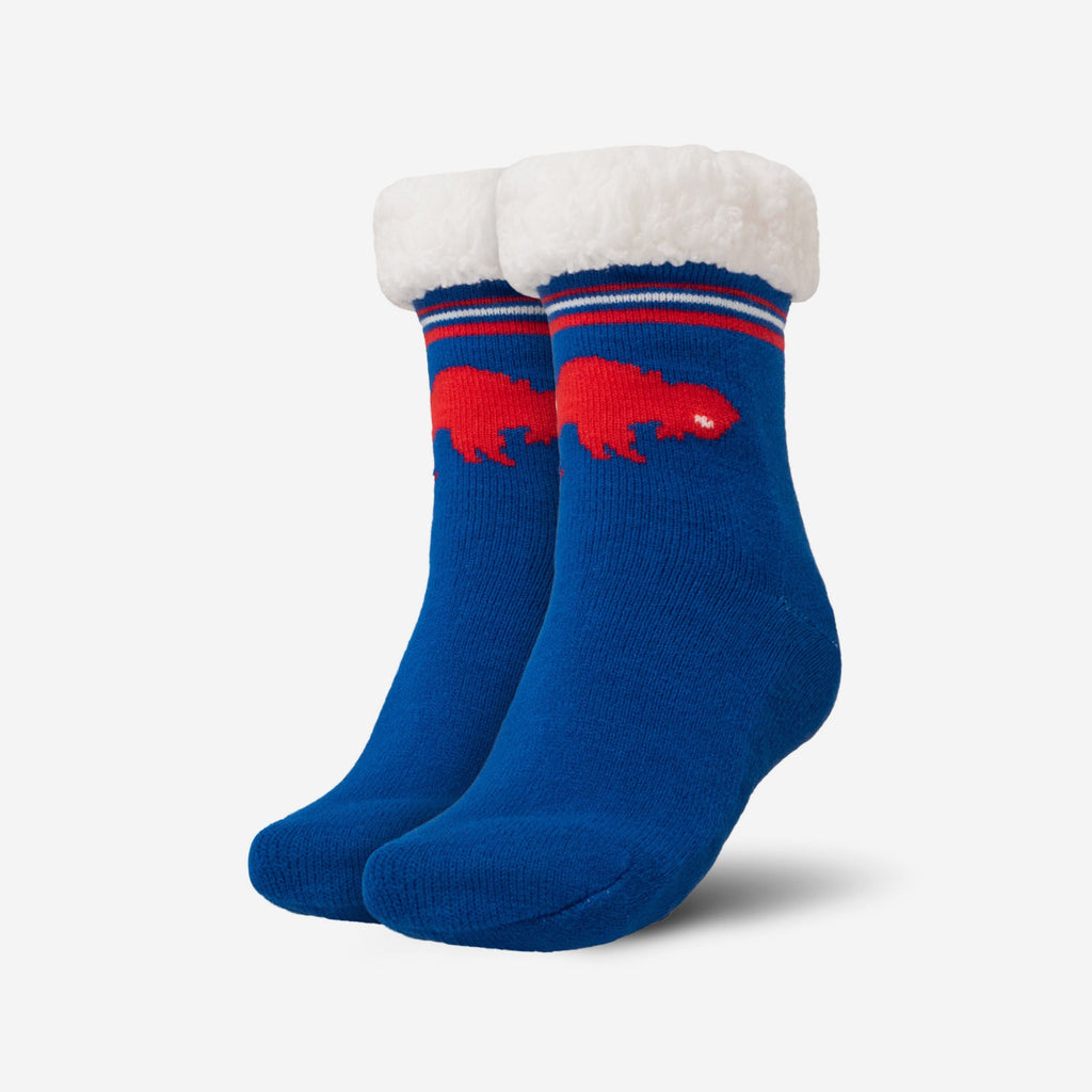 Buffalo Bills Womens Retro Stripe Logo Tall Footy Slipper Socks FOCO - FOCO.com