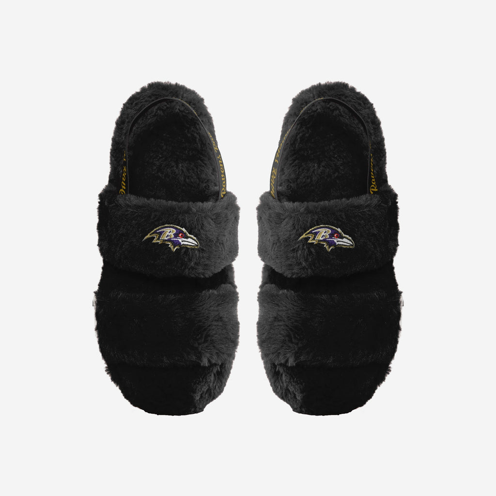 Baltimore Ravens Womens Heel Strap Wordmark Fur Slide FOCO S - FOCO.com