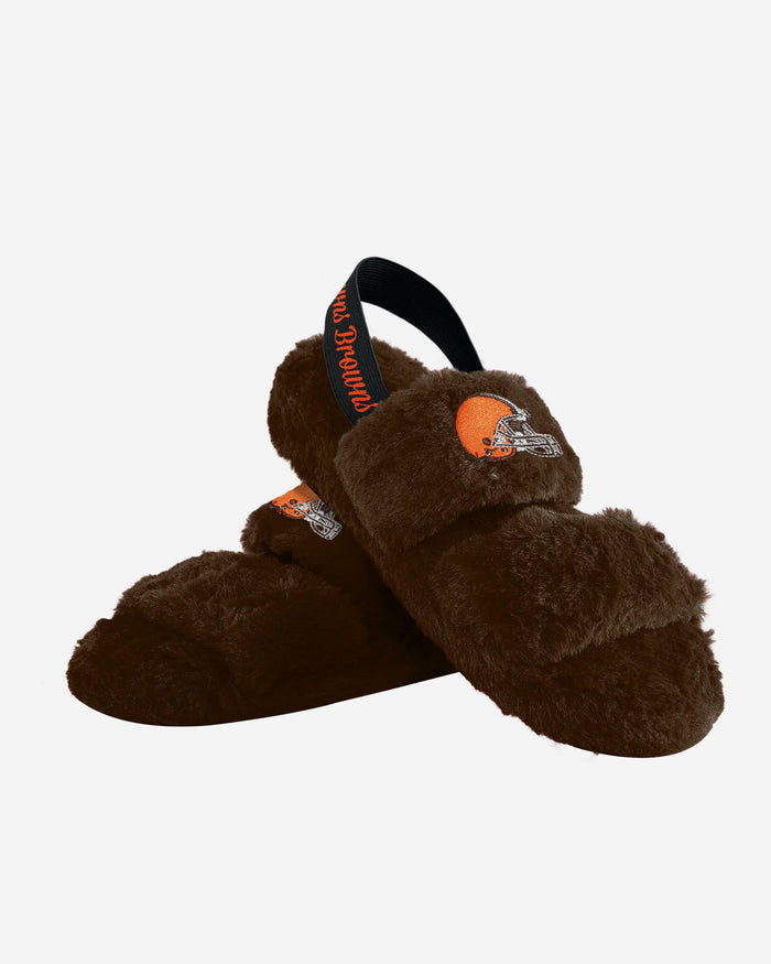 Cleveland Browns Womens Heel Strap Wordmark Fur Slide FOCO - FOCO.com
