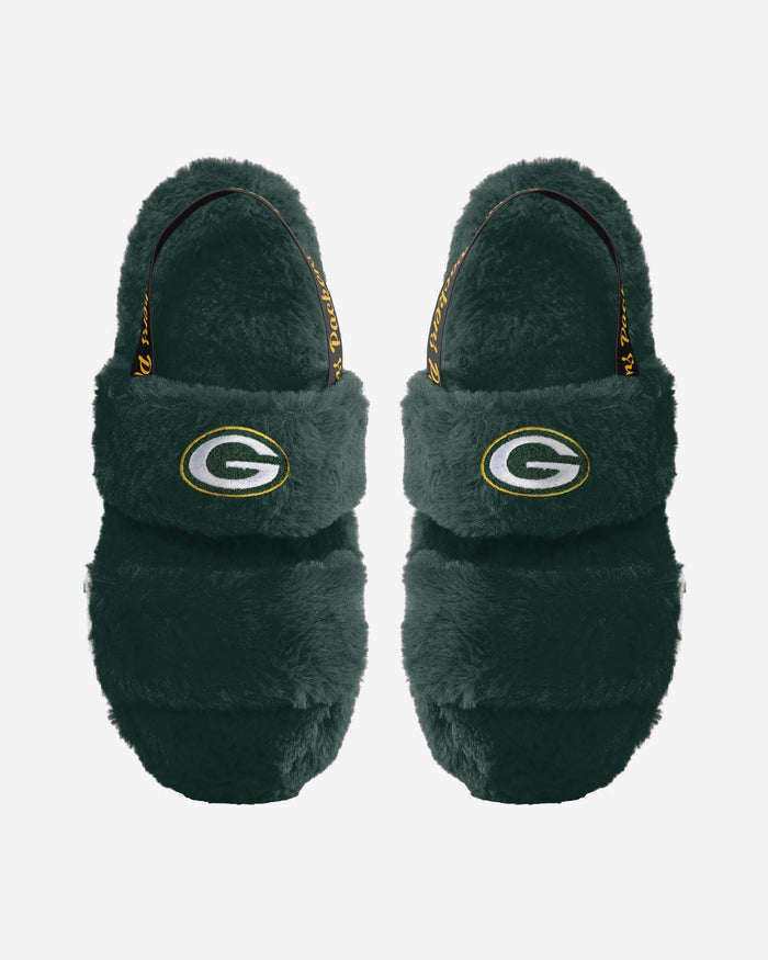 Green Bay Packers Womens Heel Strap Wordmark Fur Slide FOCO S - FOCO.com