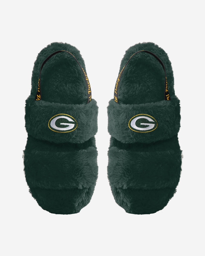 Green Bay Packers Womens Heel Strap Wordmark Fur Slide FOCO S - FOCO.com