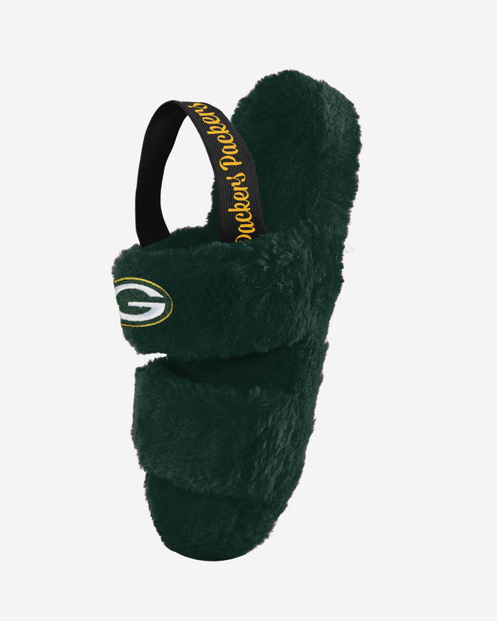 Green Bay Packers Womens Heel Strap Wordmark Fur Slide FOCO - FOCO.com
