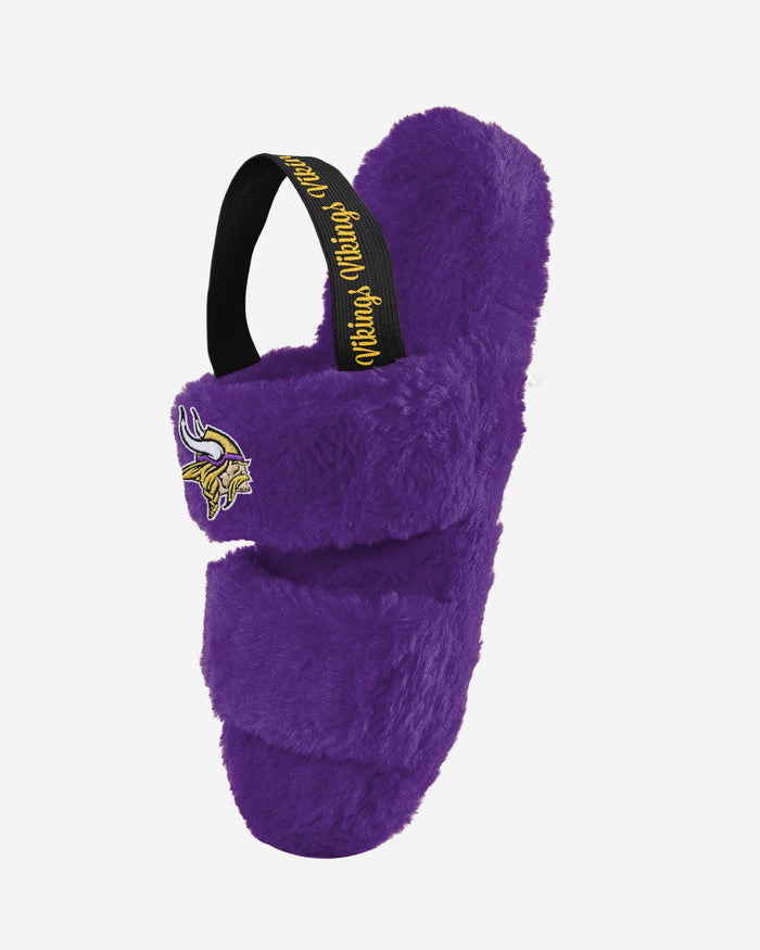 Minnesota Vikings Womens Heel Strap Wordmark Fur Slide FOCO - FOCO.com