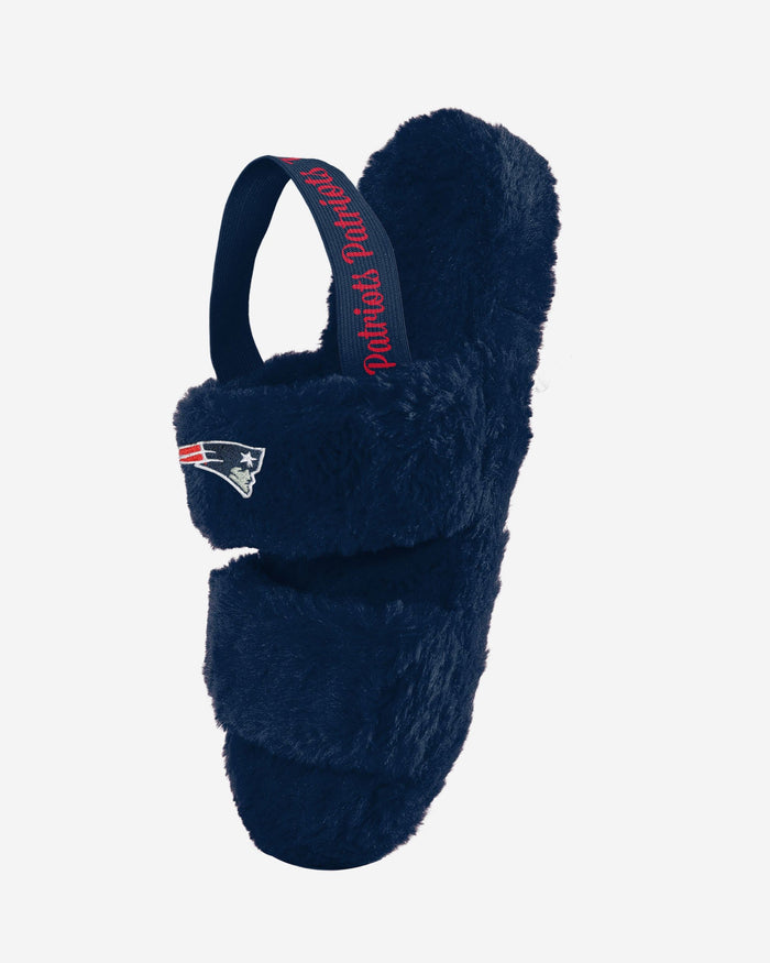 New England Patriots Womens Heel Strap Wordmark Fur Slide FOCO - FOCO.com