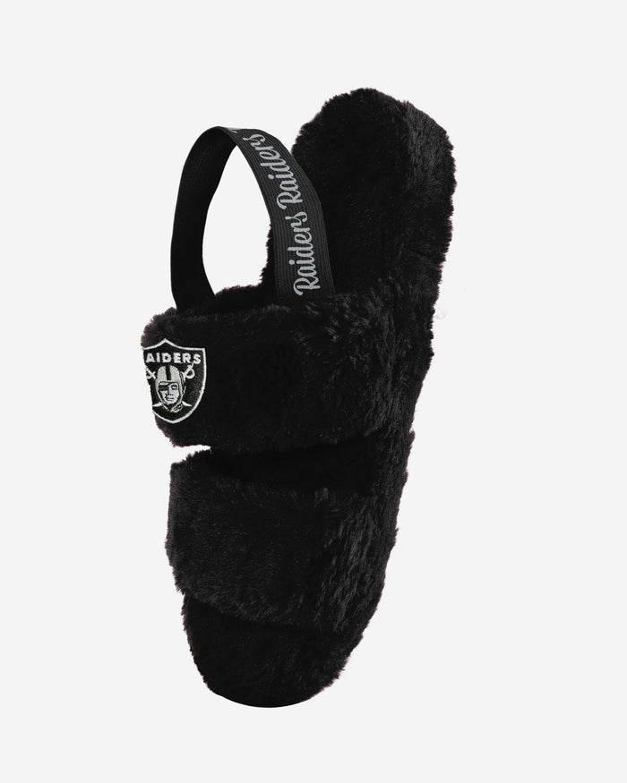 Las Vegas Raiders Womens Heel Strap Wordmark Fur Slide FOCO - FOCO.com