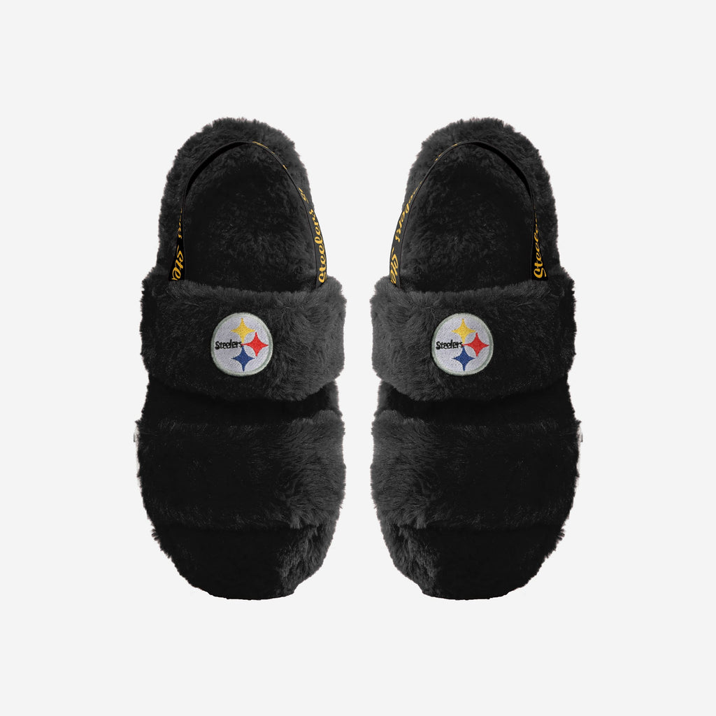 Pittsburgh Steelers Womens Heel Strap Wordmark Fur Slide FOCO S - FOCO.com