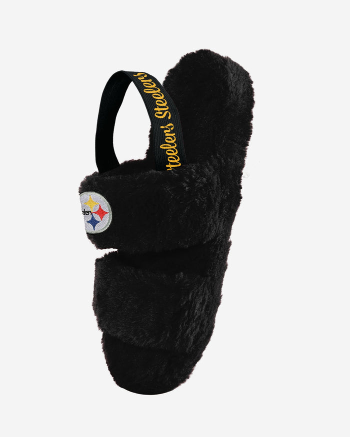 Pittsburgh Steelers Womens Heel Strap Wordmark Fur Slide FOCO - FOCO.com