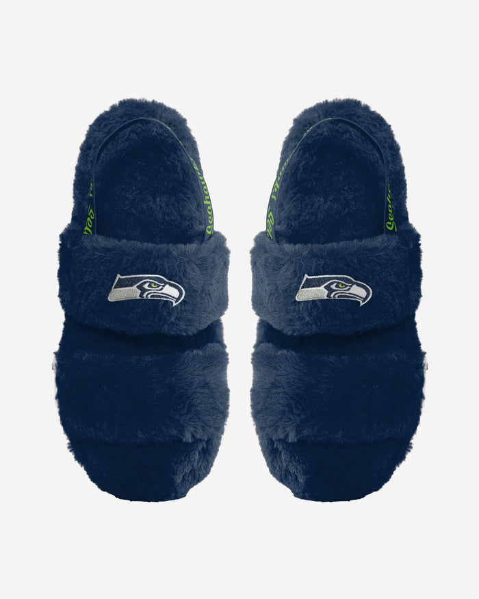 Seattle Seahawks Womens Heel Strap Wordmark Fur Slide FOCO S - FOCO.com