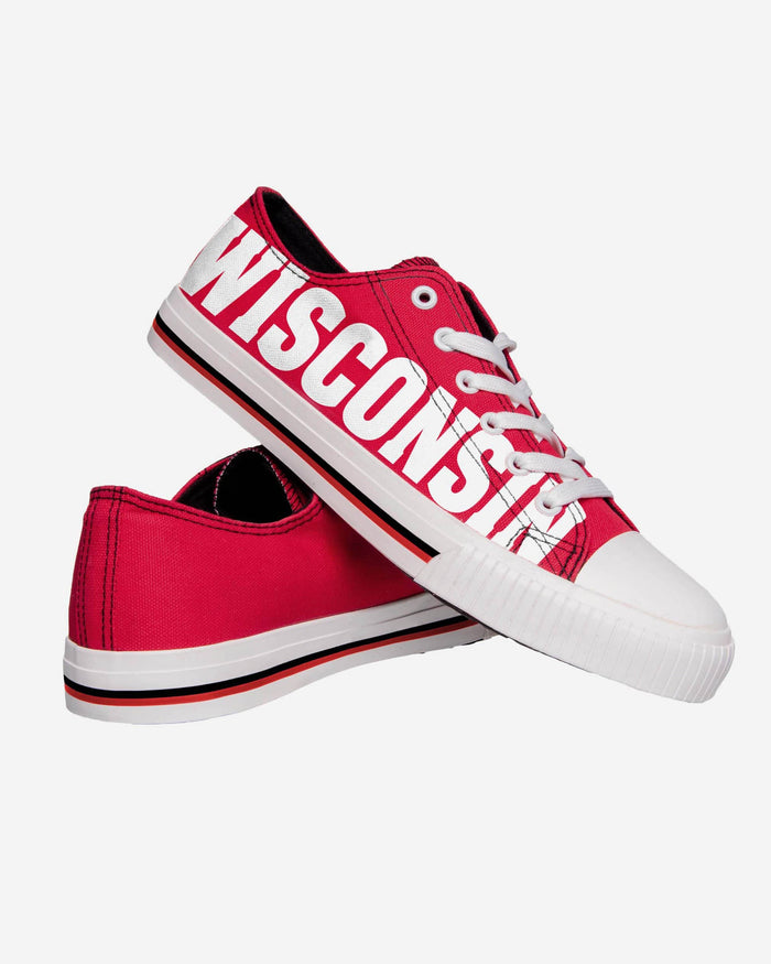 Wisconsin Badgers Mens Low Top Big Logo Canvas Shoe FOCO - FOCO.com