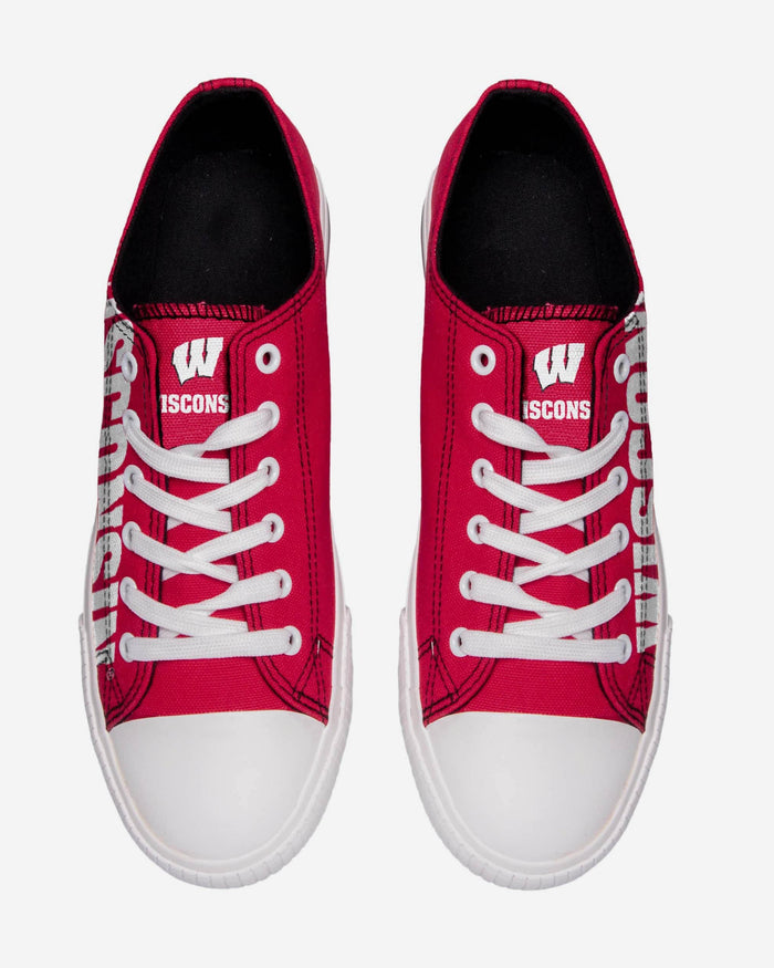 Wisconsin Badgers Mens Low Top Big Logo Canvas Shoe FOCO - FOCO.com