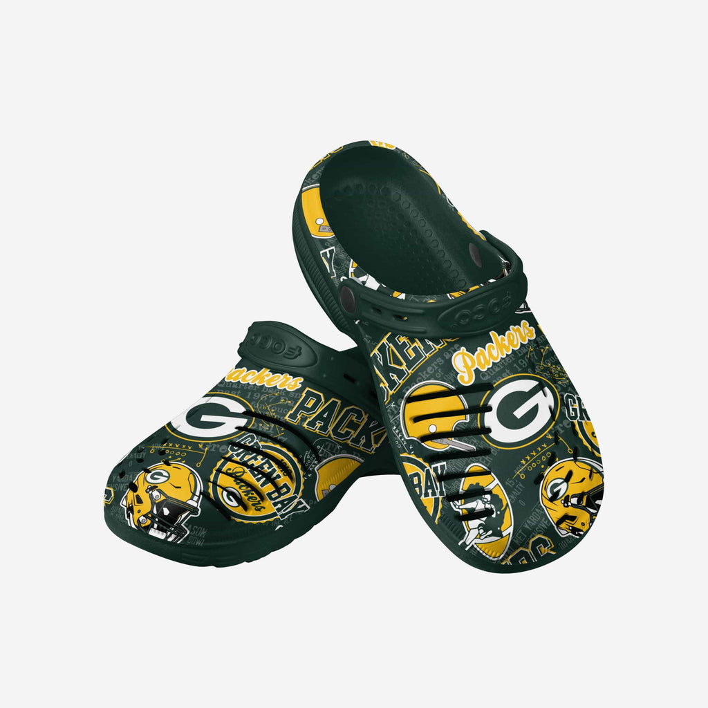 Green Bay Packers Historic Print Clog With Strap FOCO