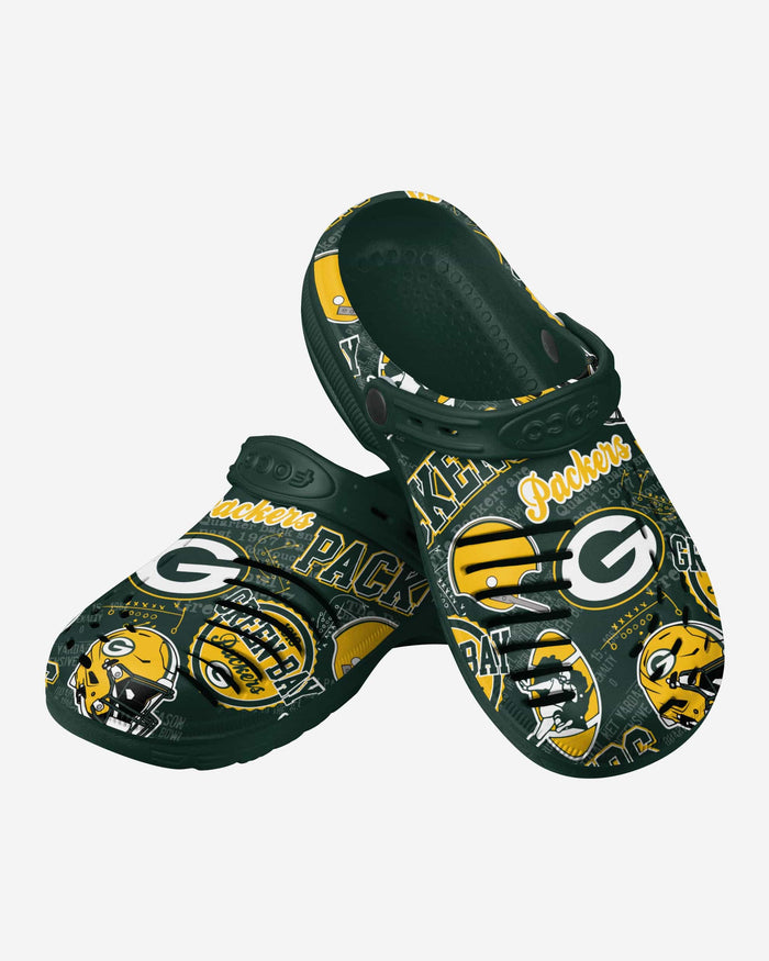 Green Bay Packers Historic Print Clog With Strap FOCO - FOCO.com