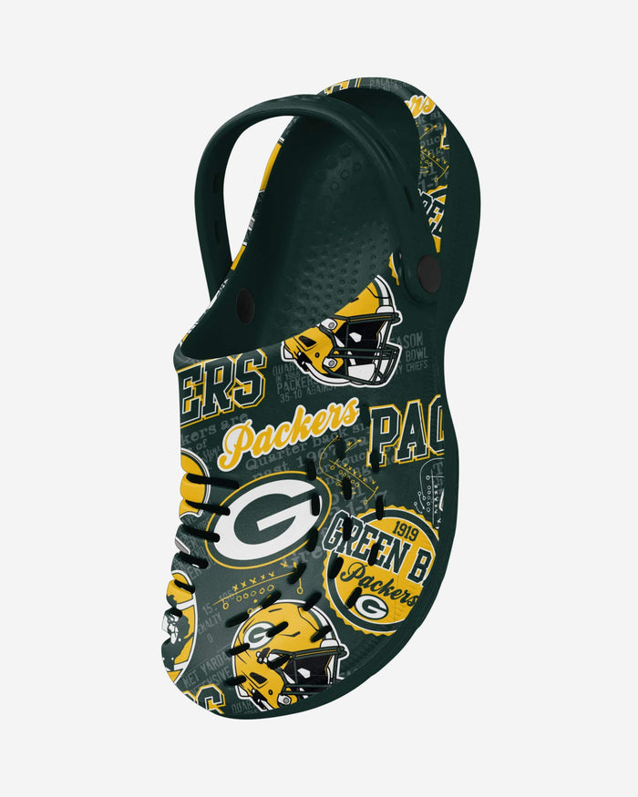 Green Bay Packers Historic Print Clog With Strap FOCO - FOCO.com