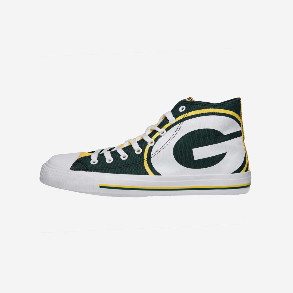 Green Bay Packers Mens High Top Big Logo Canvas Shoe FOCO - FOCO.com