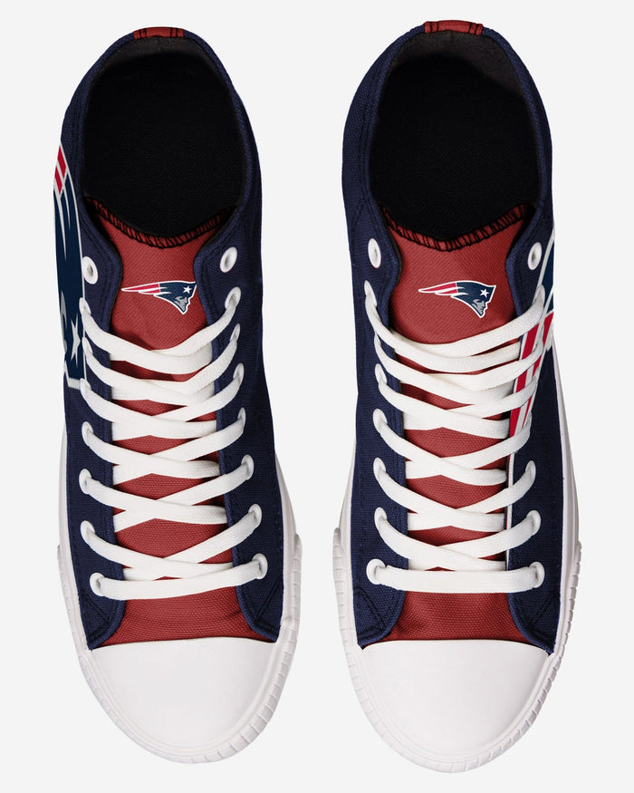 New England Patriots Mens High Top Big Logo Canvas Shoe