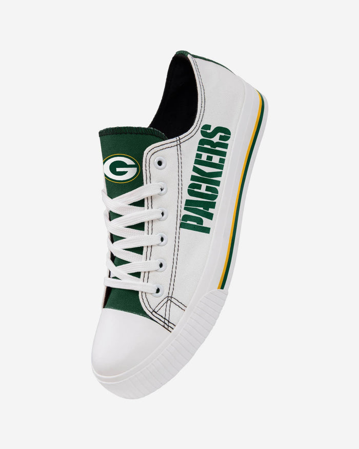 Green Bay Packers Low Top White Canvas Shoe FOCO - FOCO.com