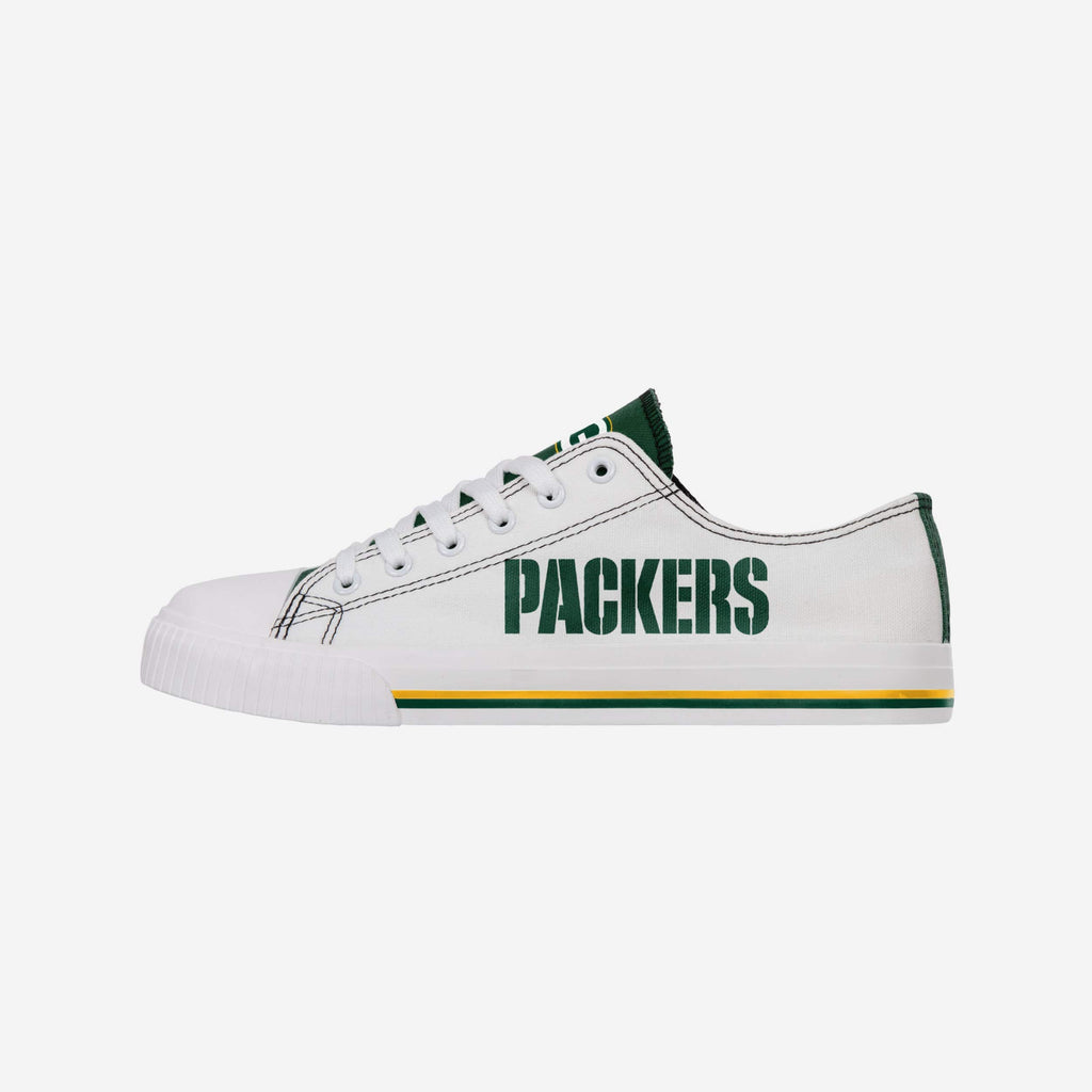 Green Bay Packers Low Top White Canvas Shoe FOCO 7 - FOCO.com