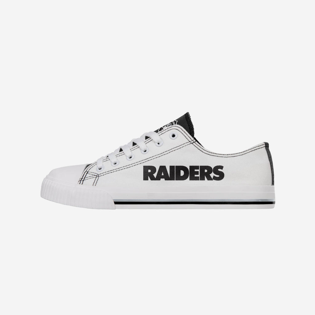 Las Vegas Raiders Low Top White Canvas Shoe FOCO 7 - FOCO.com