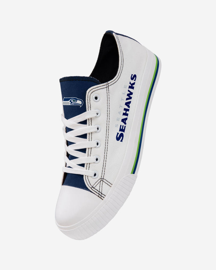 Seattle Seahawks Low Top White Canvas Shoe FOCO - FOCO.com