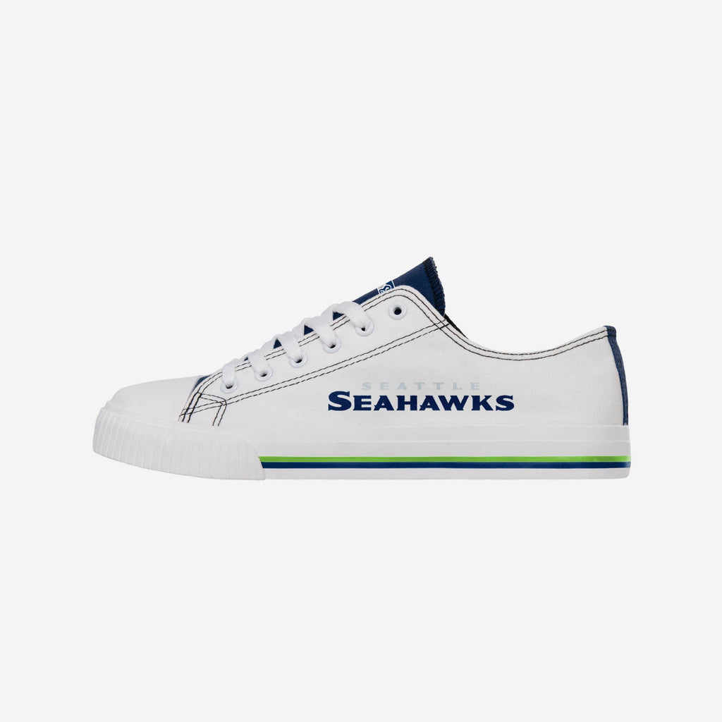 Seattle Seahawks Low Top White Canvas Shoe FOCO 7 - FOCO.com