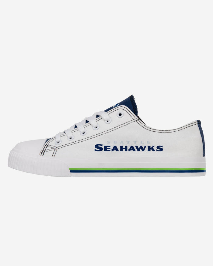 Seattle Seahawks Low Top White Canvas Shoe FOCO 7 - FOCO.com