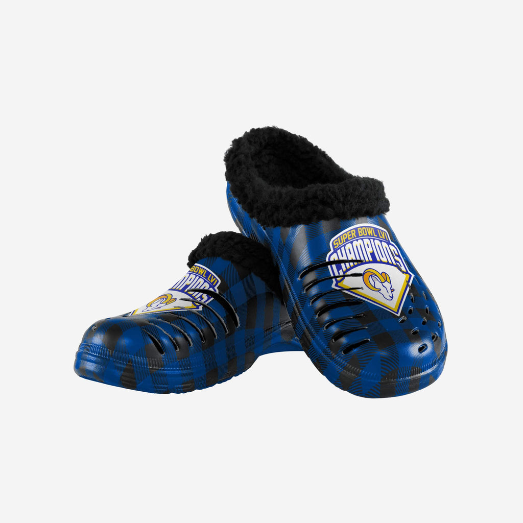 La Rams Clogs Los Angeles Rams Super Bowl LVI Champions Sherpa Clog FOCO
