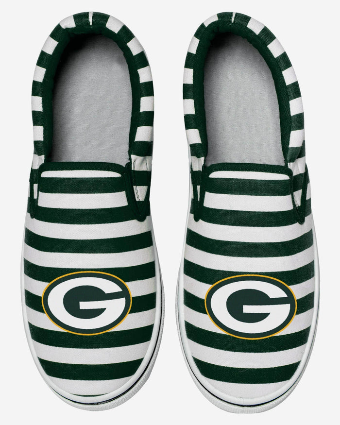 Green Bay Packers Striped Slip On Canvas Shoe FOCO - FOCO.com