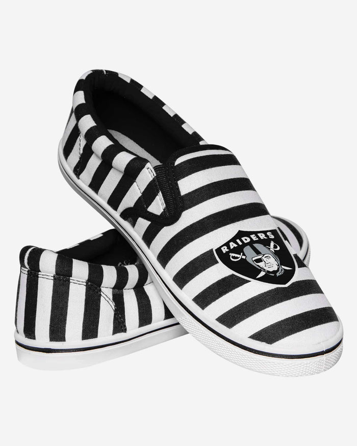 Las Vegas Raiders Striped Slip On Canvas Shoe FOCO - FOCO.com