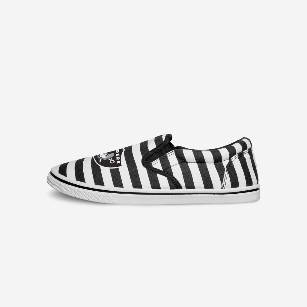 Las Vegas Raiders Striped Slip On Canvas Shoe FOCO - FOCO.com