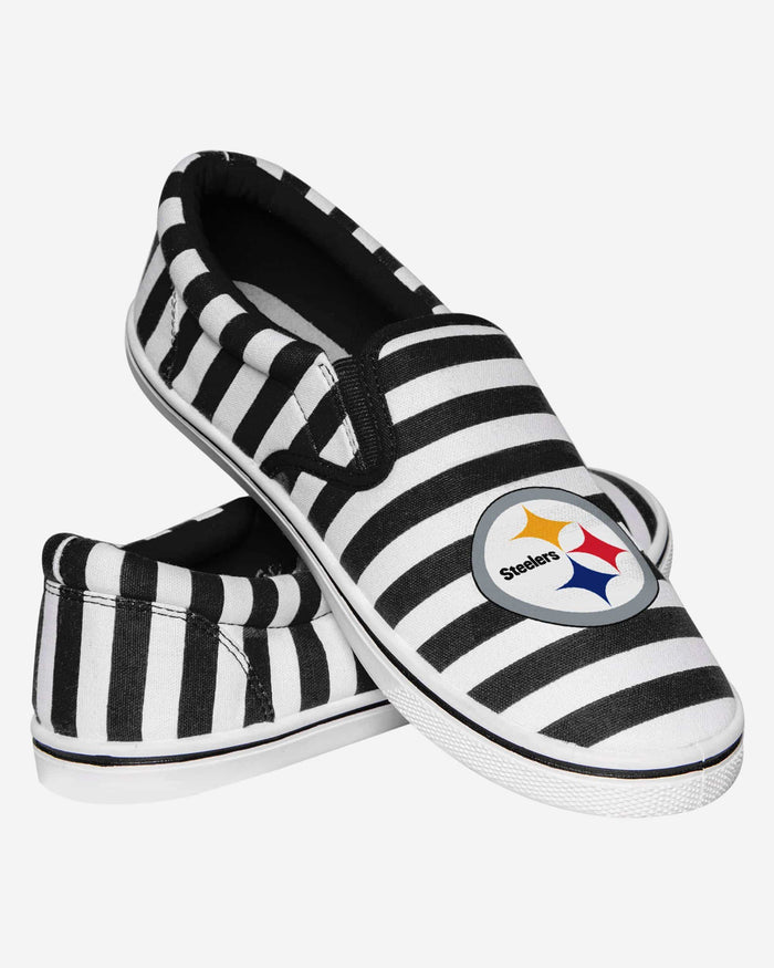 Pittsburgh Steelers Striped Slip On Canvas Shoe FOCO - FOCO.com
