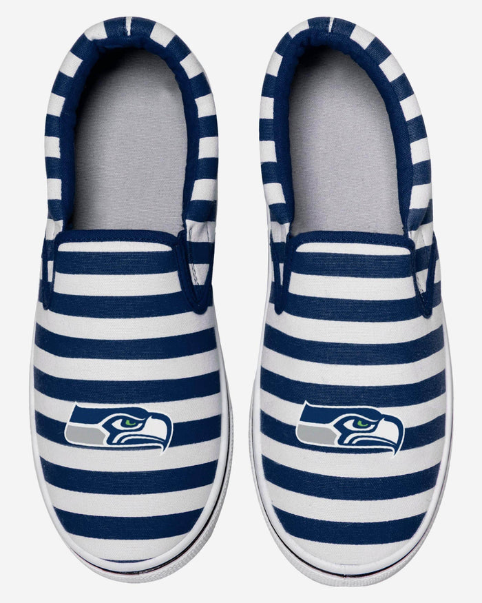 Seattle Seahawks Striped Slip On Canvas Shoe FOCO - FOCO.com