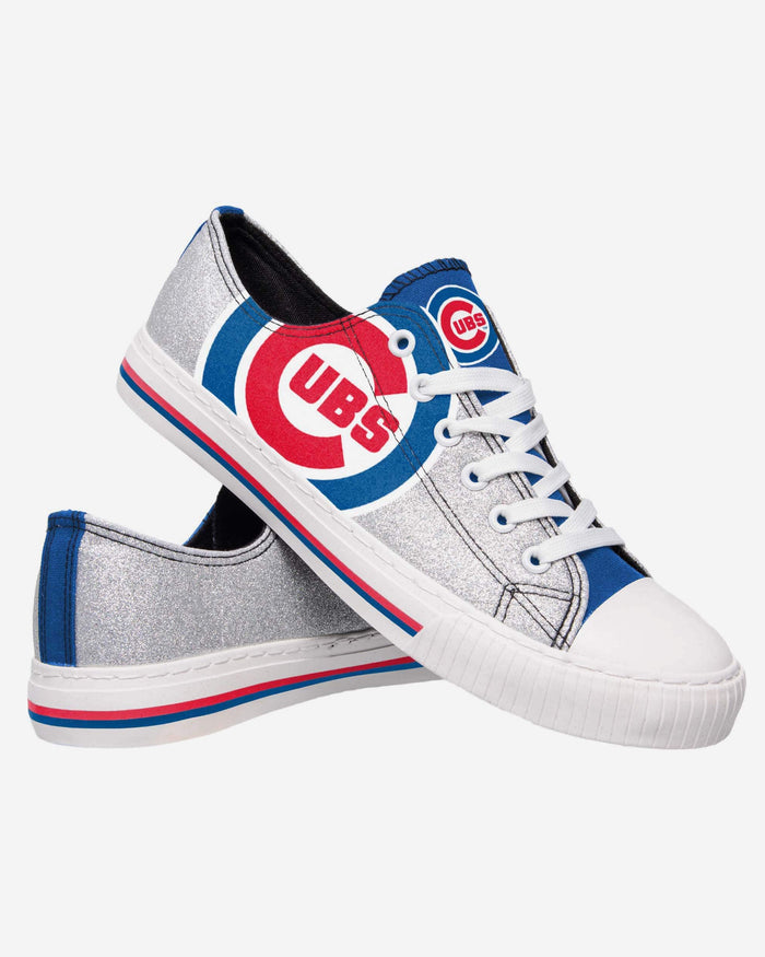 Chicago Cubs Womens Glitter Low Top Canvas Shoe FOCO - FOCO.com
