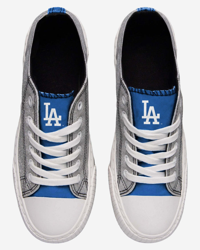 Los Angeles Dodgers Womens Glitter Low Top Canvas Shoe FOCO - FOCO.com