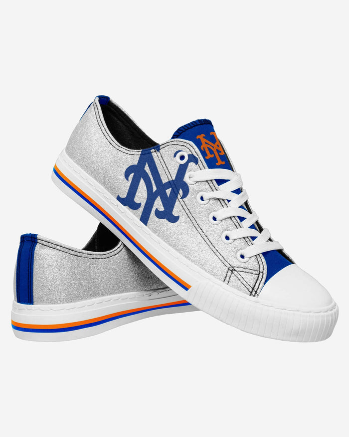 New York Mets Womens Glitter Low Top Canvas Shoes FOCO - FOCO.com