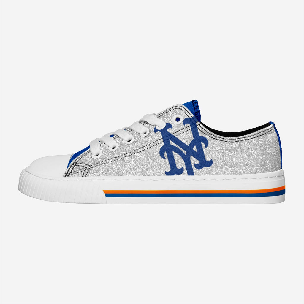 New York Mets Womens Glitter Low Top Canvas Shoes FOCO 6 - FOCO.com