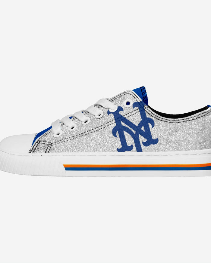 New York Mets Womens Glitter Low Top Canvas Shoes FOCO 6 - FOCO.com