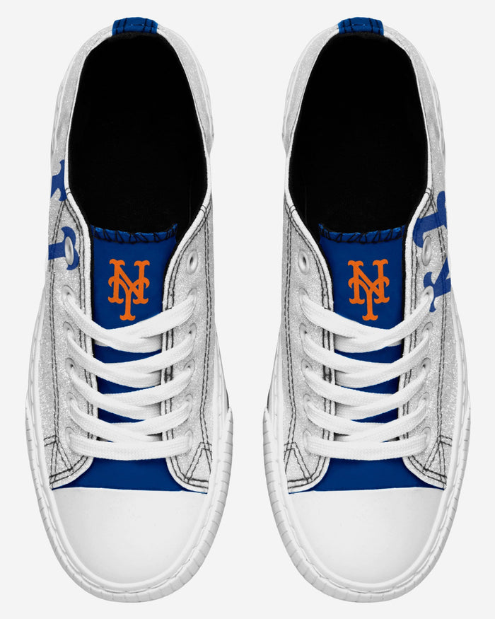 New York Mets Womens Glitter Low Top Canvas Shoes FOCO - FOCO.com