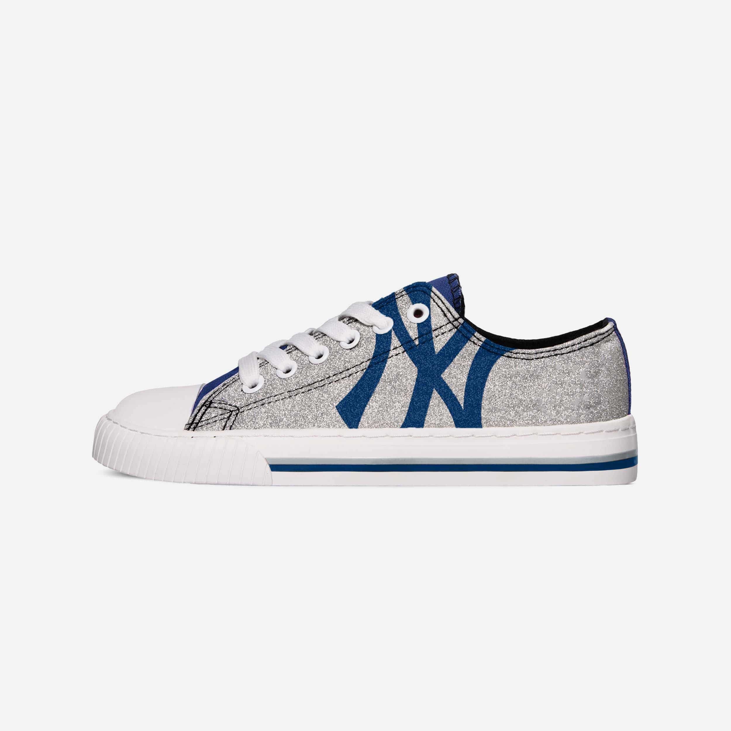 New York Yankees Womens Glitter Low Top Canvas Shoe, Size: 10