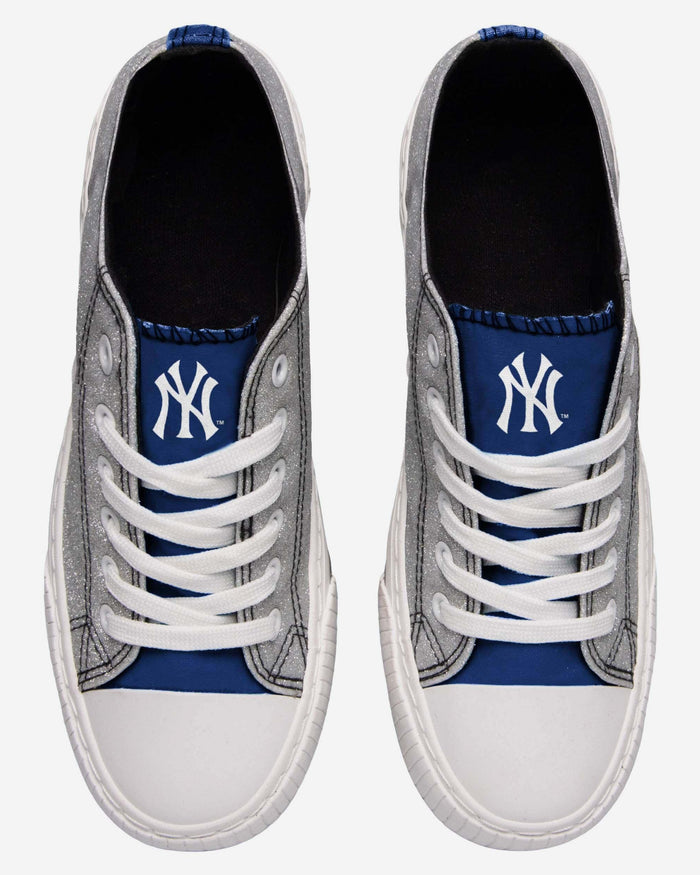 New York Yankees Womens Glitter Low Top Canvas Shoe FOCO - FOCO.com