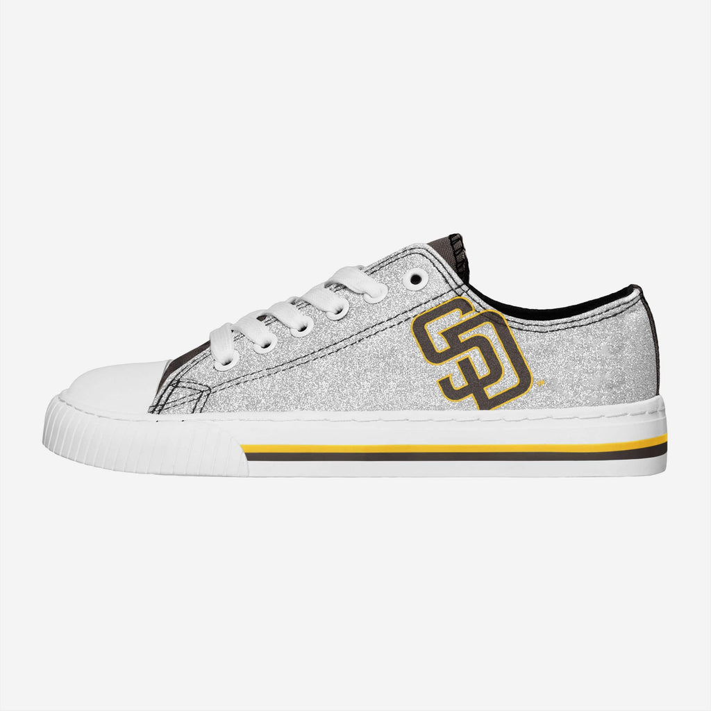 San Diego Padres Womens Glitter Low Top Canvas Shoes FOCO 6 - FOCO.com
