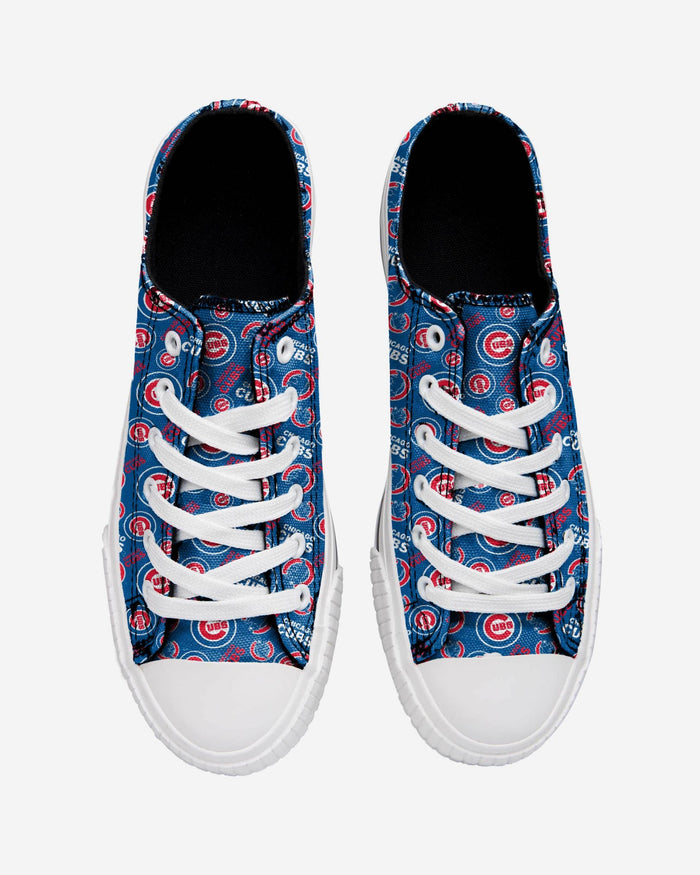 Chicago Cubs Womens Low Top Repeat Print Canvas Shoe FOCO - FOCO.com
