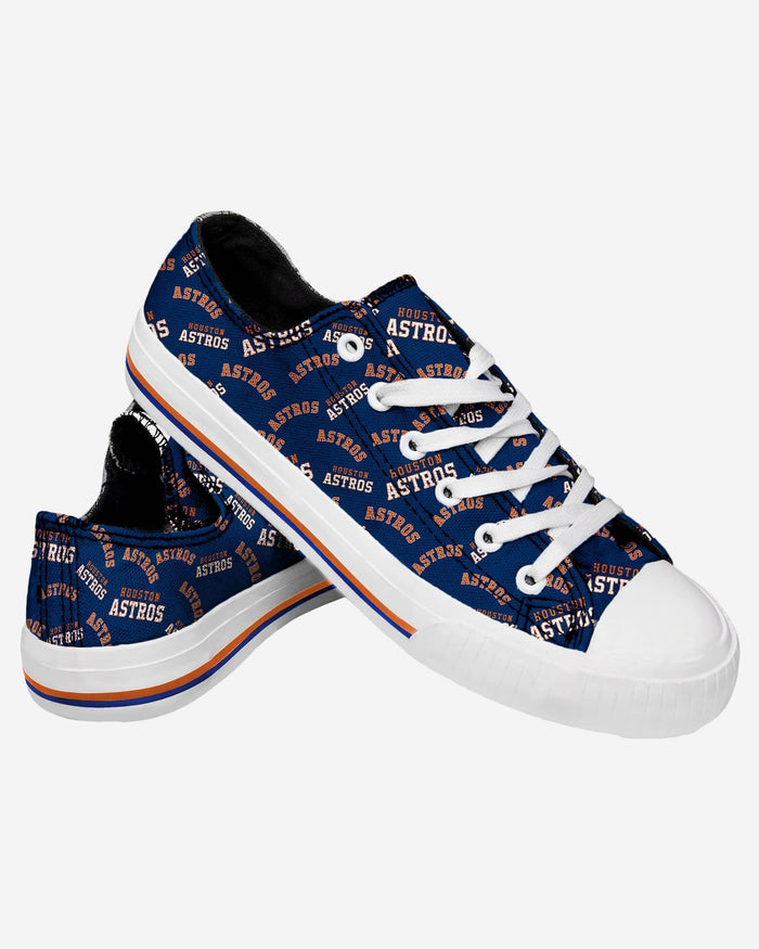 Houston Astros Womens Low Top Repeat Print Canvas Shoe FOCO - FOCO.com