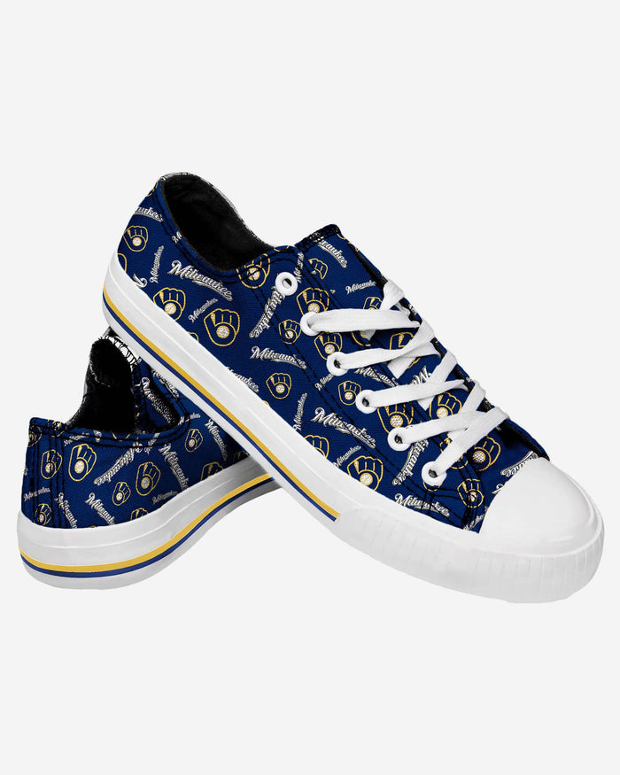 Milwaukee Brewers Women's Low Top Repeat Print Canvas Shoes