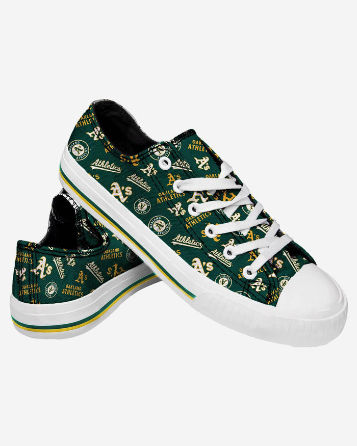 Oakland Athletics Womens Low Top Repeat Print Canvas Shoe FOCO - FOCO.com
