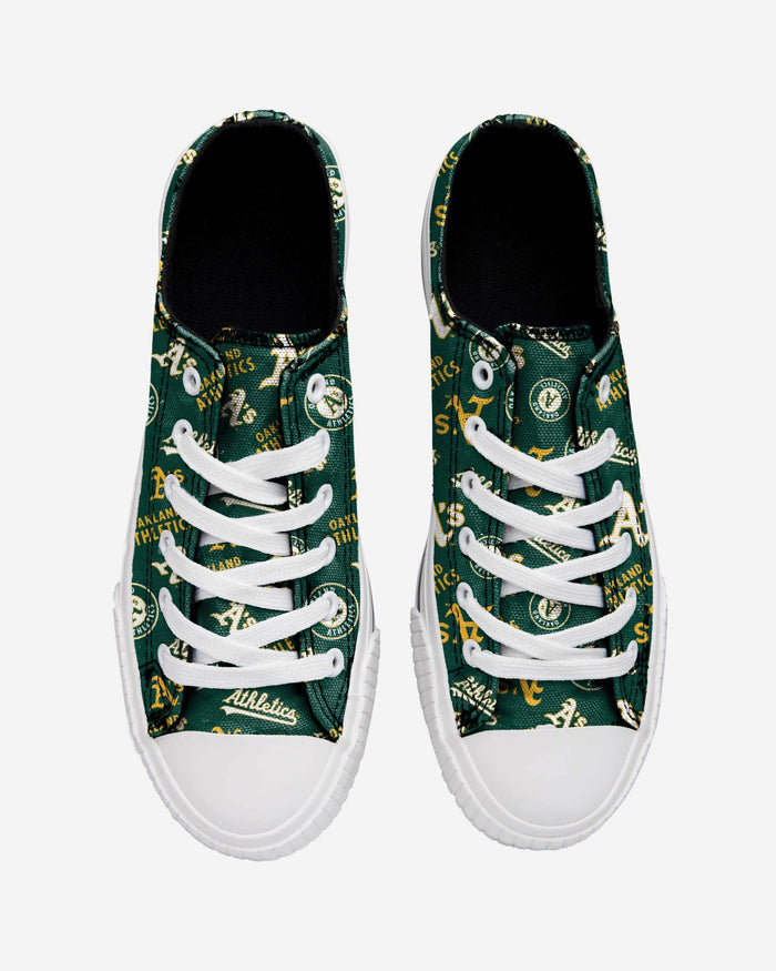 Oakland Athletics Womens Low Top Repeat Print Canvas Shoe FOCO - FOCO.com