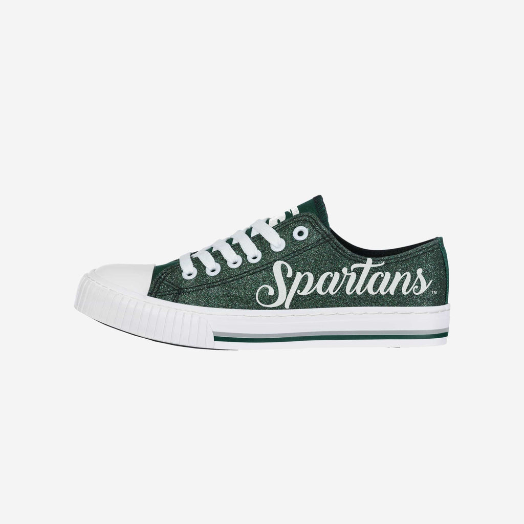 Michigan State Spartans Womens Color Glitter Low Top Canvas Shoes FOCO 6 - FOCO.com