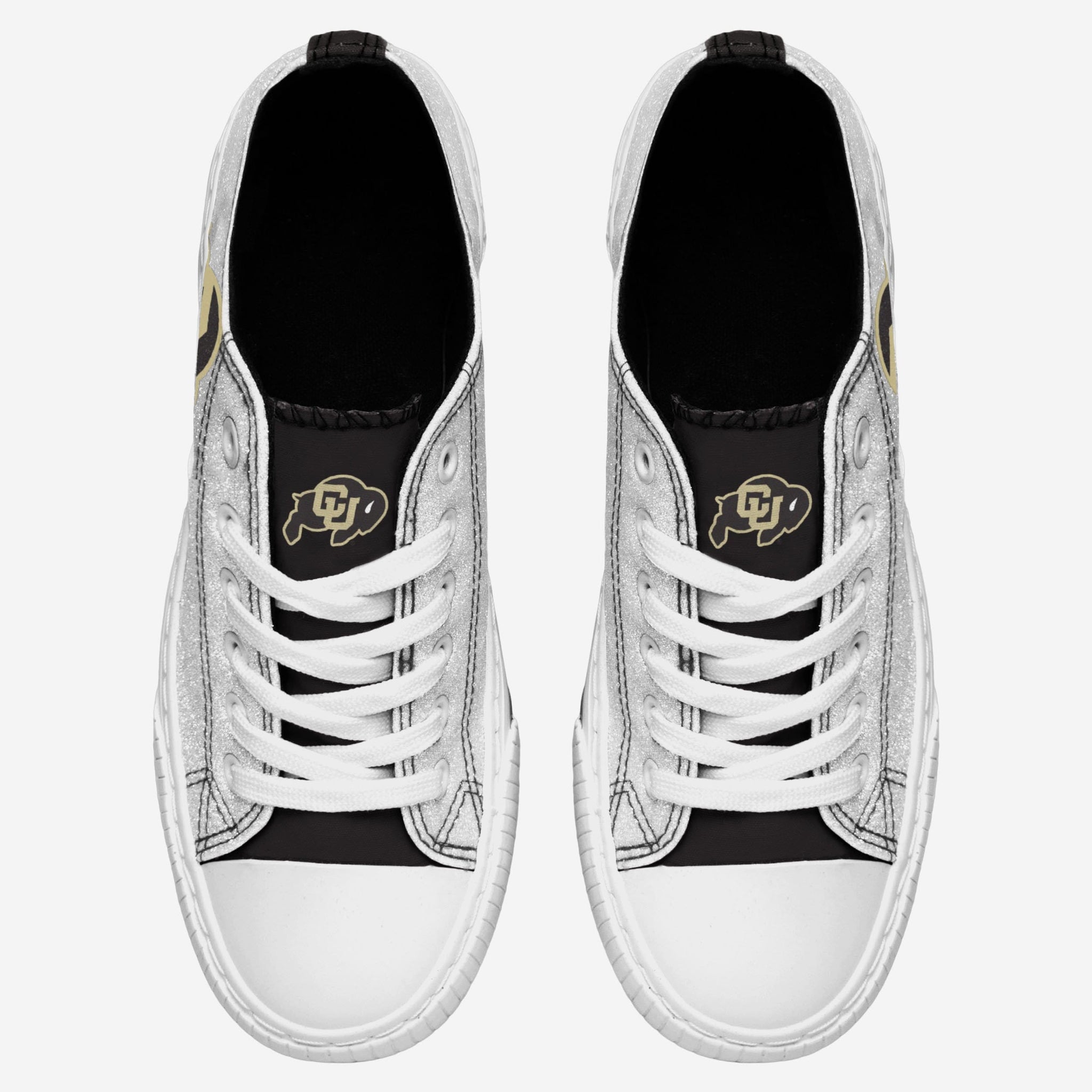 Iowa Hawkeyes Women's Glitter Canvas Shoes - Officially Licensed Low Top Sneakers, Team Color, Size 7
