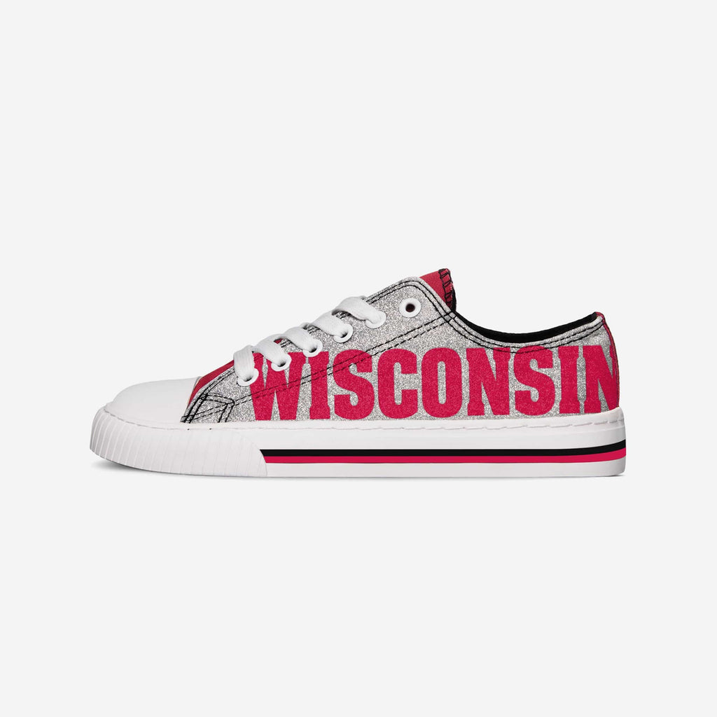 Wisconsin Badgers Womens Glitter Low Top Canvas Shoe FOCO - FOCO.com